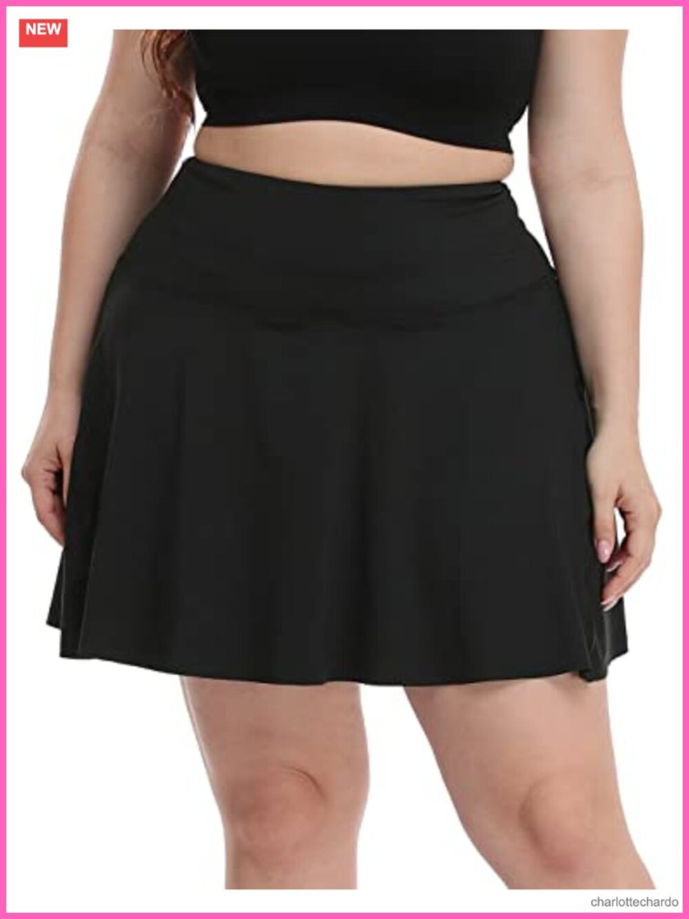 Plus Size Pleated Tennis Skort with Built-in Shorts, UPF 50